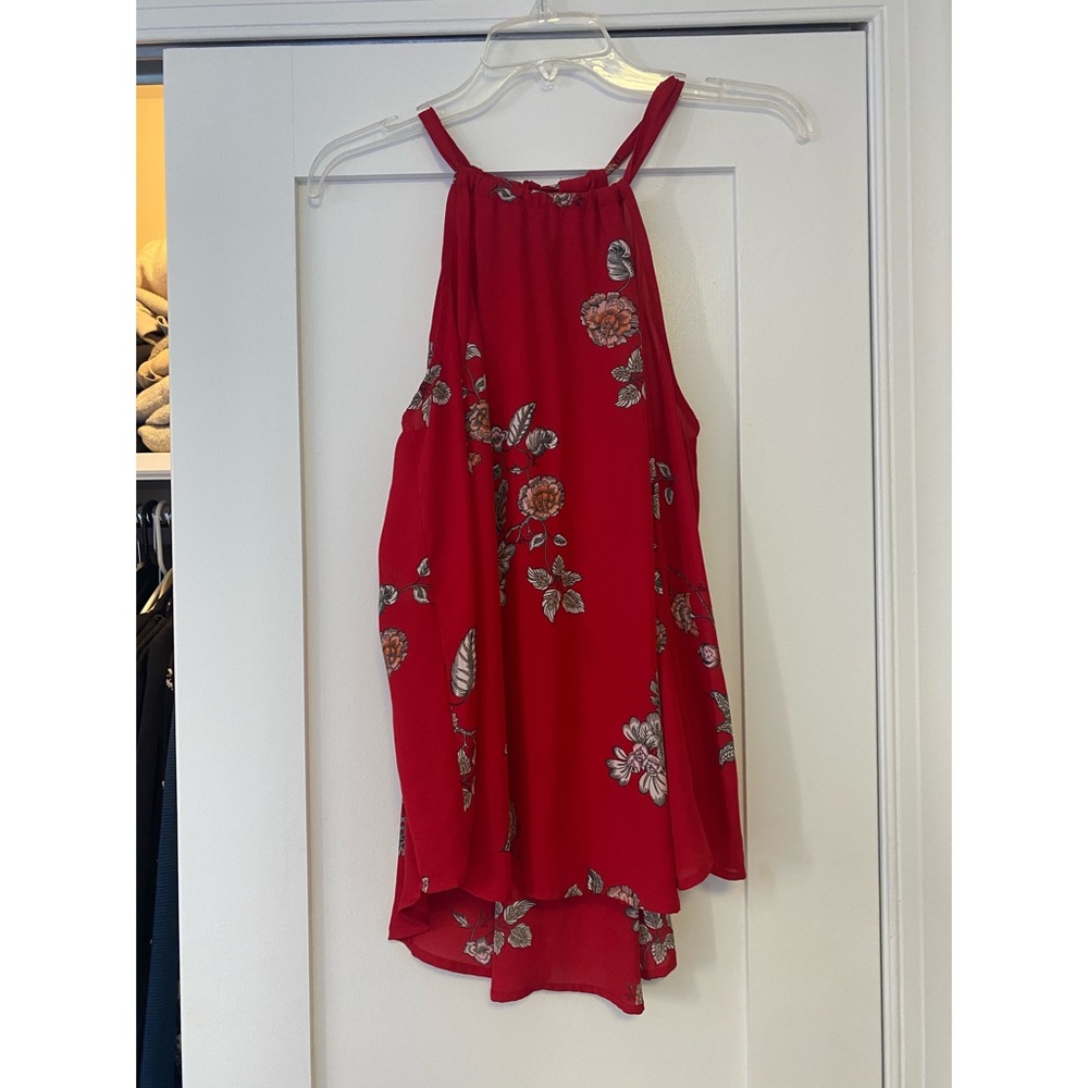 BB Dakota red floral tank blouse